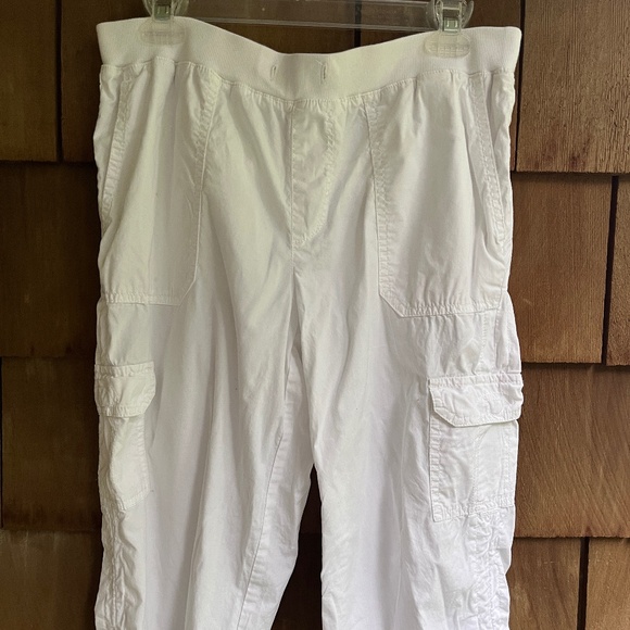 JNY JONES NEW YORK Sport Cargo Drawstring White Capri - Longer Shorts Cotton 6 - Picture 1 of 12